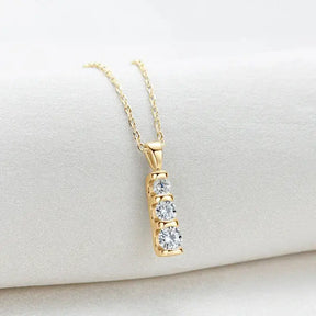 Gold pendant necklace with graduated diamonds set in Elegant 100% 925 Silver Jewelry Set