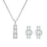 Elegant 100% 925 Silver Jewelry Set with Moissanite Stones, featuring a necklace and stud earrings