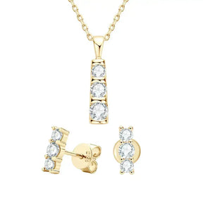 Elegant Gold Jewelry Set with Moissanite Stones in 925 Sterling Silver Pendant Necklace and Earrings