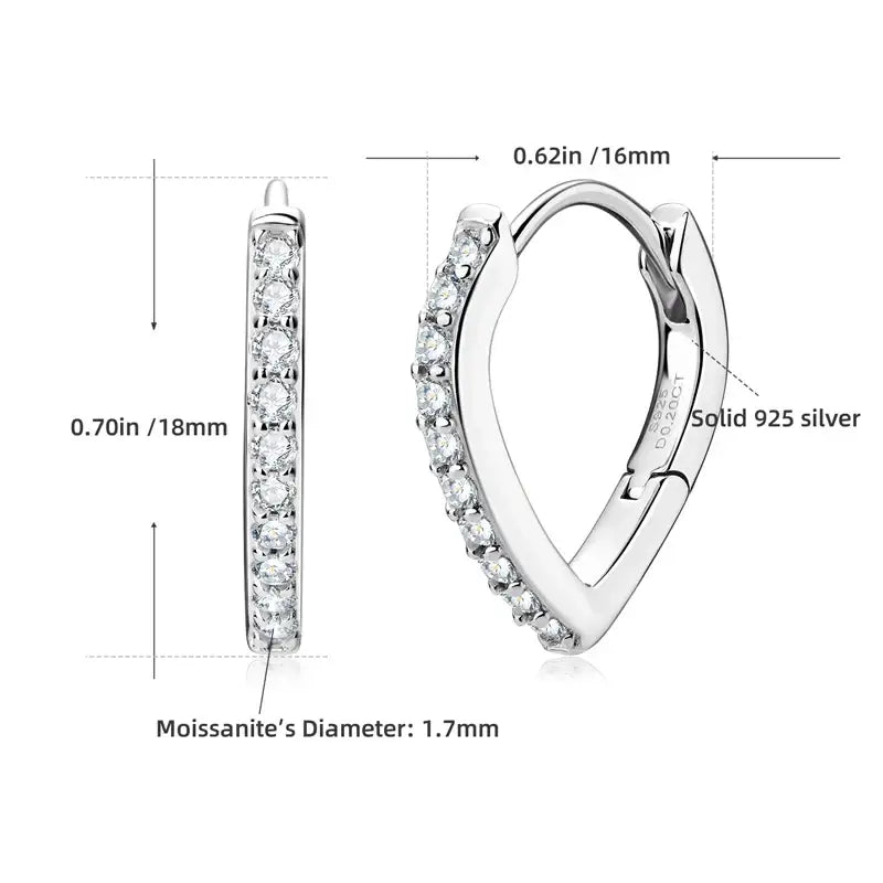 Elegant Sterling Silver Teardrop Hoop Earrings with Lab Grown Diamonds and Moissanite