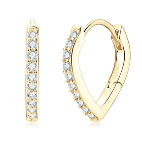 Pair of Gold Teardrop Hoop Earrings with Lab Grown Diamonds in Sterling Silver