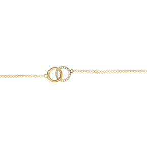 Delicate Gold Chain Bracelet with Interlocking Circle Charms and Lab Grown Diamond