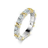 Two-tone diamond eternity ring in S925 Silver featuring color Moissanite accents