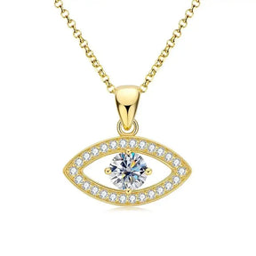 Gold Evil Eye Pendant Necklace showcasing lab grown diamond with eye-shaped design