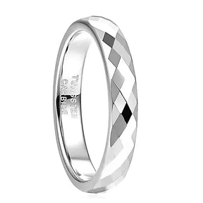 Faceted Edge Tungsten Wedding Rings – 4mm Rose Gold - Rings-Tungsten 26