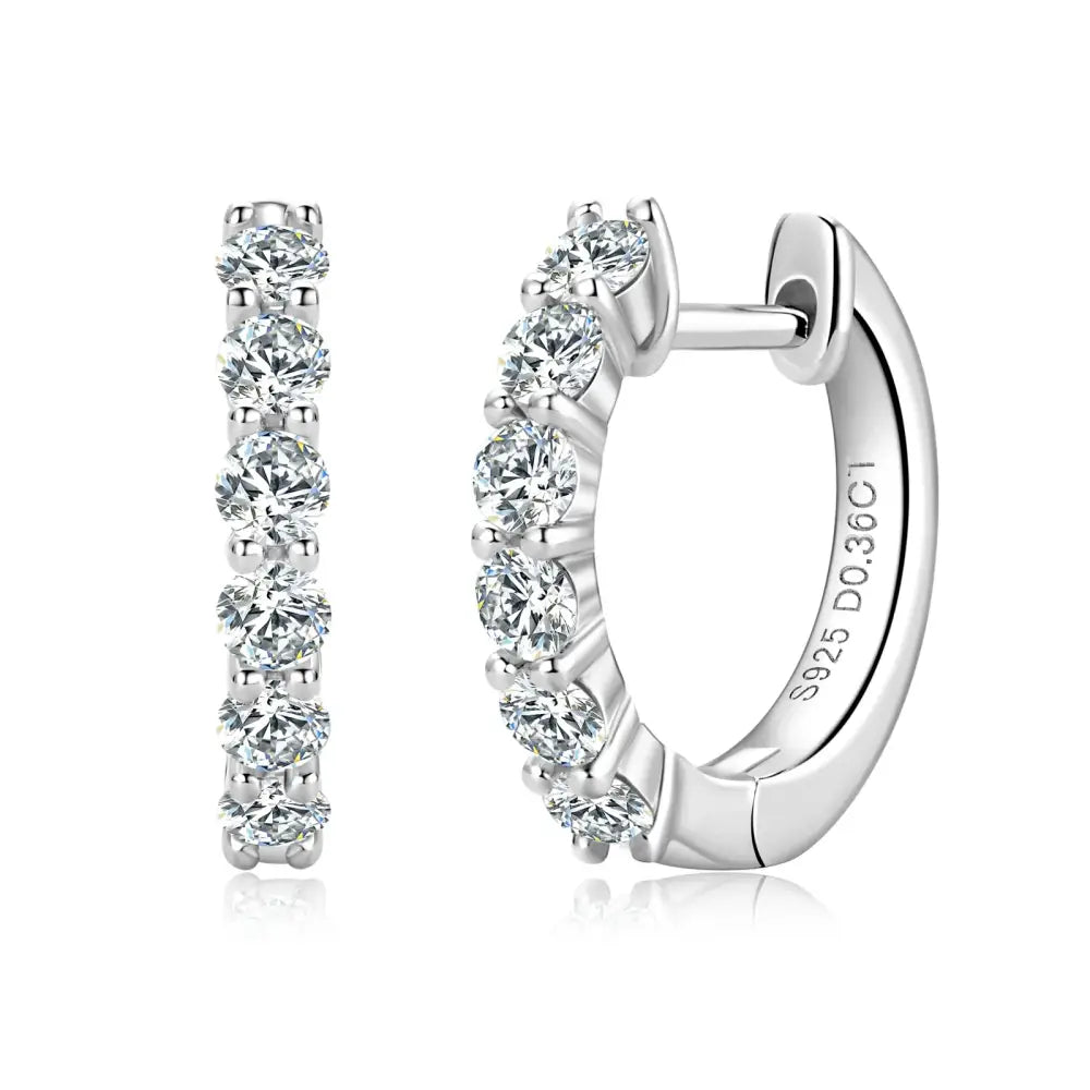 Luxury Lab Grown Diamond Huggie Earrings in White Gold Setting with Diamond Accents