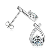 Teardrop-shaped diamond stud earrings featuring a round brilliant cut, Fishtail Cross design