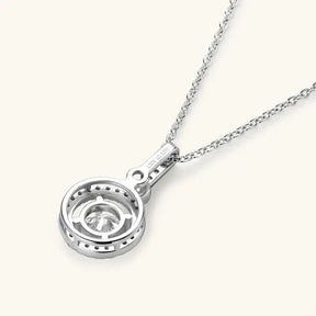 Silver pendant necklace with circular design and floating lab grown diamond accent