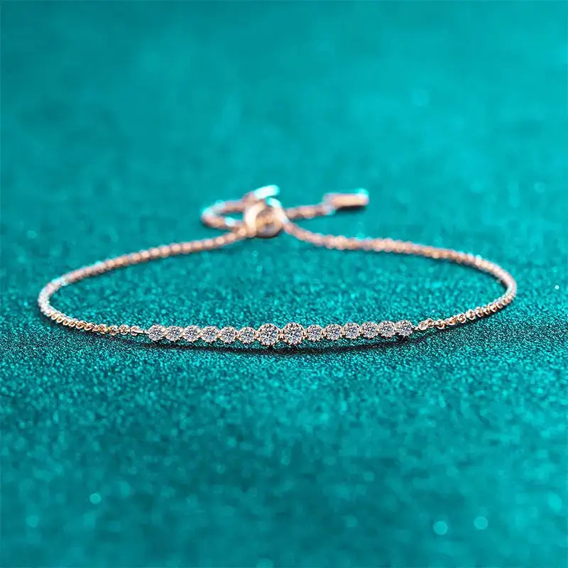 Delicate rose gold bracelet featuring VVS1 Moissanite diamonds in elegant S925 sterling silver