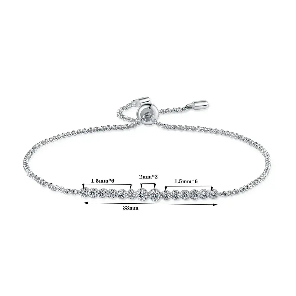 Delicate S925 Sterling Silver bracelet featuring VVS1 Moissanite diamonds in an elegant design