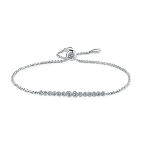 Delicate silver bracelet featuring VVS1 Moissanite and diamond clusters, Elegant S925 Sterling