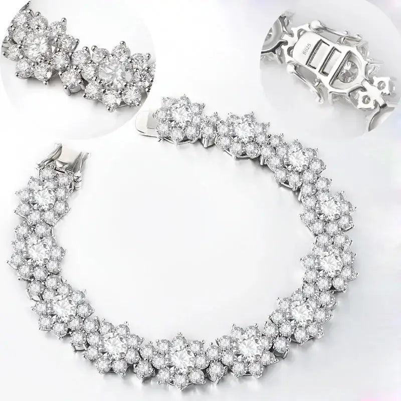 Sparkling diamond bracelet in a floral cluster from the Moissanite Jewelry Set