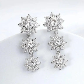 Sparkling diamond drop earrings in a Moissanite Jewelry Set with Silver Sunflower Design