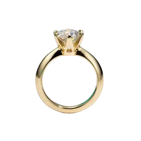 Gold Plated Moissanite Engagement Ring with Solitaire Diamond in Six-Prong Setting