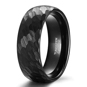 Hammered Tungsten Wedding Ring – Comfort Fit - Rings-Tungsten 17