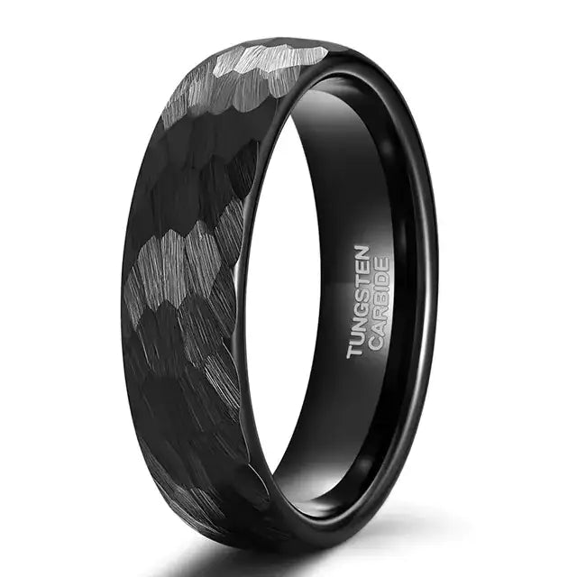 Hammered Tungsten Wedding Ring – Comfort Fit - Rings-Tungsten 17