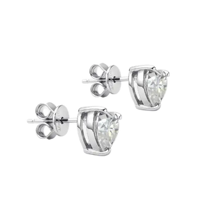 Pair of diamond stud earrings in sterling silver setting from Heart Moissanite Jewelry