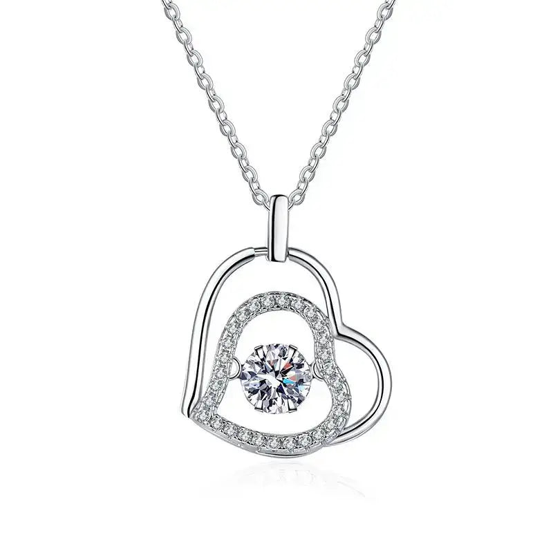 Heart Moissanite pendant necklace with diamond accents in 925 silver design