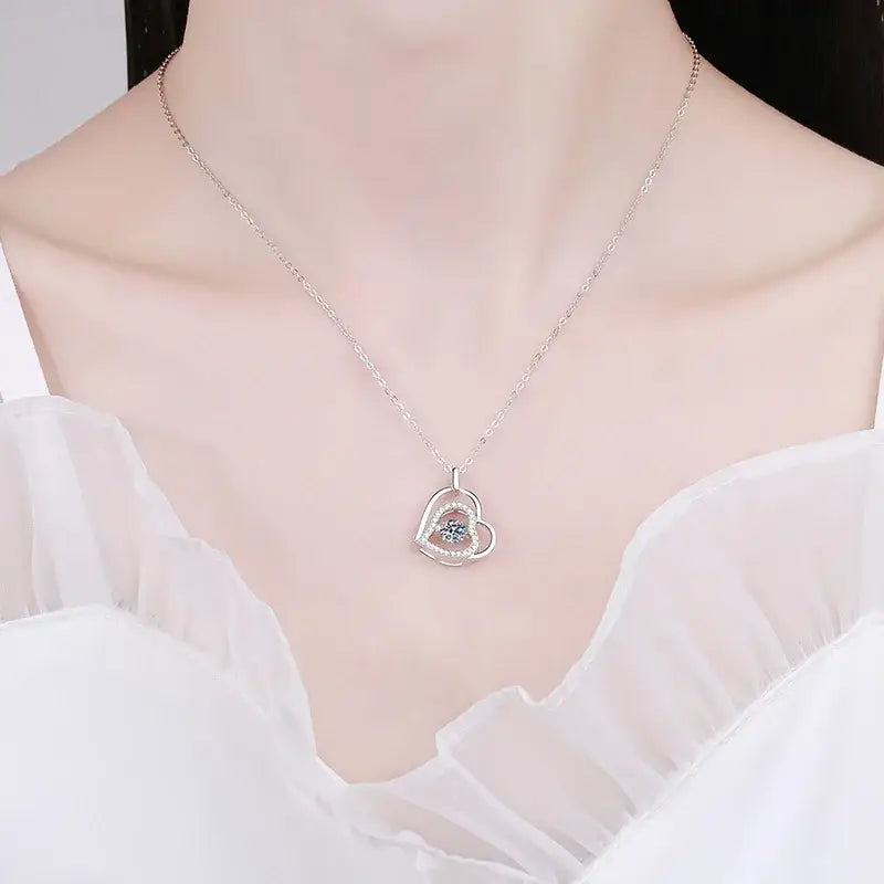 Heart Moissanite Pendant Necklace featuring a sparkling 0.5ct gemstone in 925 Silver