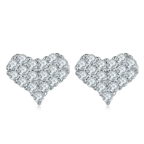 Heart-shaped diamond stud earrings from the Elegant Moissanite Diamonds Jewelry Set