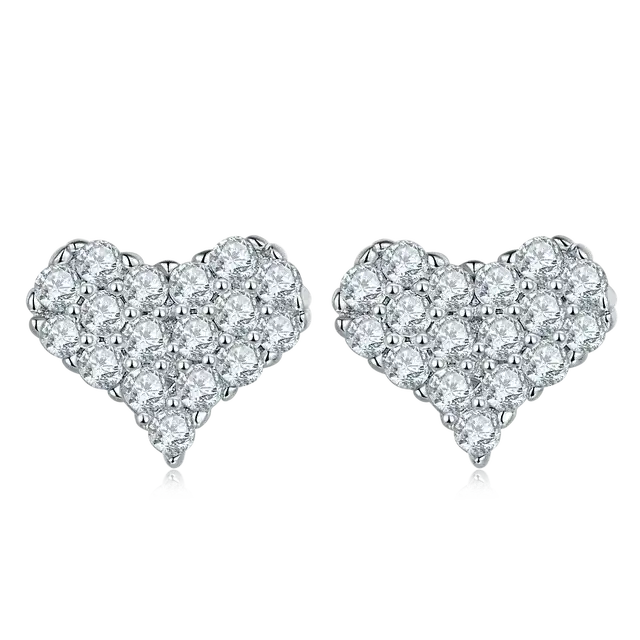 Heart-shaped diamond stud earrings from the Elegant Moissanite Diamonds Jewelry Set