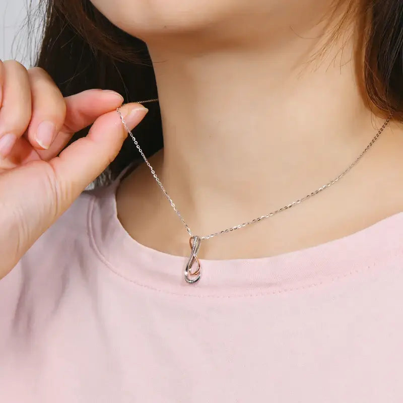 Delicate Infinity Pendant Lab Grown Diamond Necklace featuring a teardrop-shaped pendant