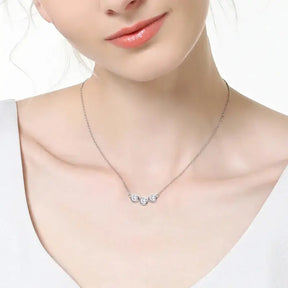 Delicate sterling silver necklace with three round pendants from 18k White Gold Jewelry Set