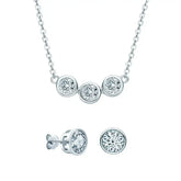 Elegant Jewelry Set featuring 18k White Gold Plated Moissanite Necklace and Earrings