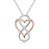 Heart Infinity Pendant Necklace featuring Lab Grown Diamond in Silver and Rose Gold