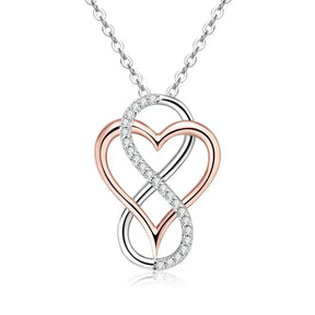 Heart Infinity Pendant Necklace featuring Lab Grown Diamond in Silver and Rose Gold