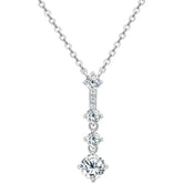 Elegant Sterling Silver 925 Long Pendant Necklace with Lab Grown Diamond Pendant