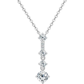 Elegant Sterling Silver 925 Long Pendant Necklace with Lab Grown Diamond Pendant