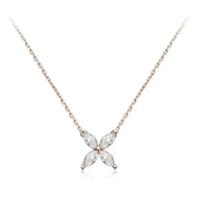 Delicate silver butterfly necklace with a flower pendant and lab grown diamonds