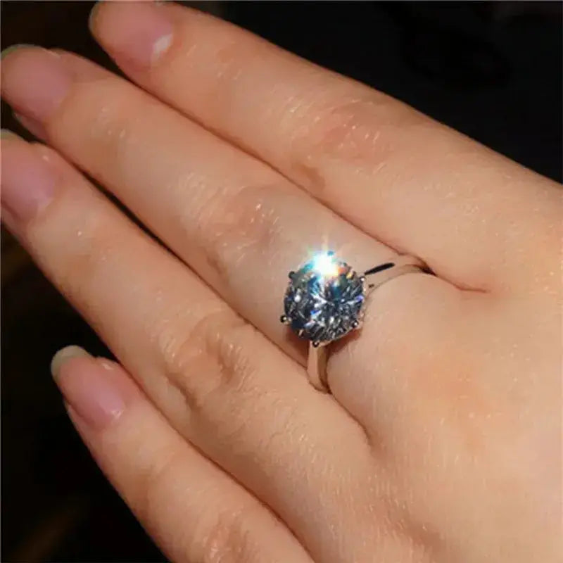 Sparkling 2-4ct Solitaire Moissanite Ring in Sterling Silver on elegant finger