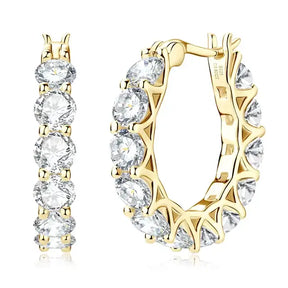 Luxury Hoops Lab Grown Diamond Earrings in Silver - Yellow gold color - Earring-Moissanite 40