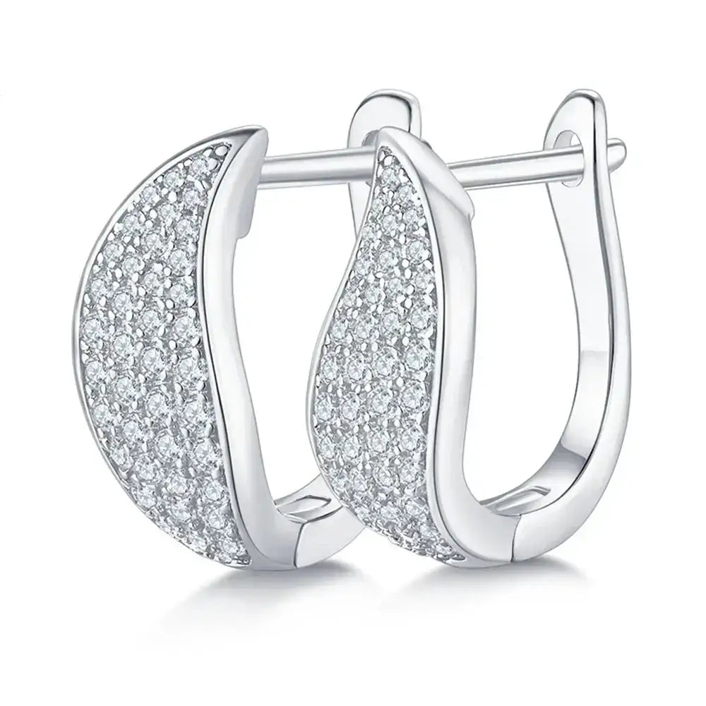 Luxury Top 925 Sterling Silver Moissanite Diamond Hoop Earrings with sparkling crystals