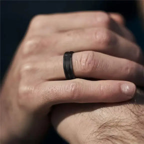 Man Black Tungsten Ring - Fashion Jewelry for Men - Rings-Tungsten 21