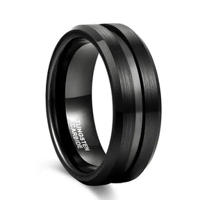 Man Black Tungsten Ring - Fashion Jewelry for Men - Rings-Tungsten 21