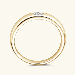 Gold engagement ring featuring a 0.2ct emerald cut diamond solitaire in gold-plated silver