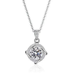 Moissanite Diamond Necklace - 925 Sterling Silver 18k White Gold - Necklaces-Moissanite 14