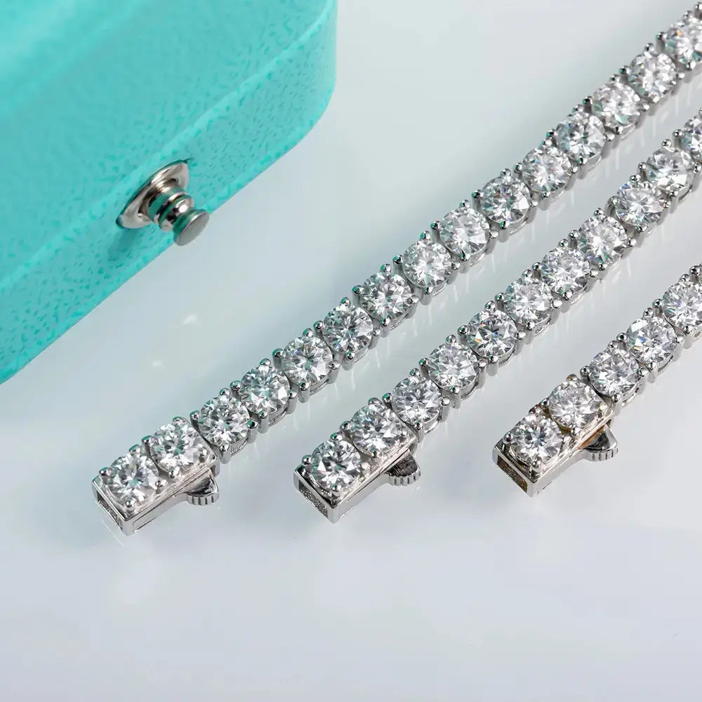 Three elegant 18K gold Moissanite diamond tennis bracelets in different lengths