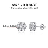 Floral-shaped diamond stud earrings in 18k white gold, Moissanite Earring S925 silver