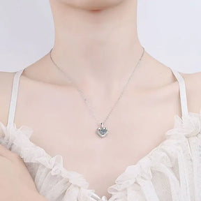 Moissanite Heart Necklace featuring a gemstone center in S925 Silver by Telles Jewelry