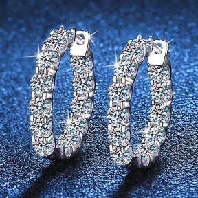 Sparkling Moissanite Hoop Earrings in S925 Silver with a stylish curved design