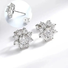 Diamond stud earrings featuring a floral design in Moissanite Jewelry Sets