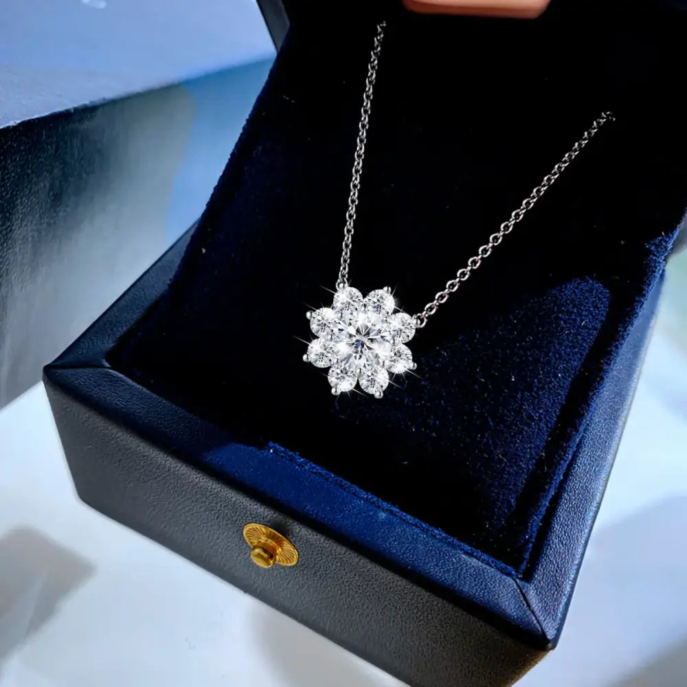 Diamond snowflake pendant necklace on silver chain from Moissanite Jewelry Sets