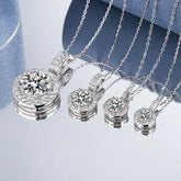 Set of four Moissanite Necklaces in S925 Sterling Silver with classic round pendants