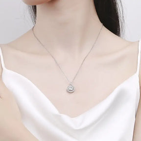 Delicate Moissanite Necklace in S925 Sterling Silver with Classic Round Pendant Design