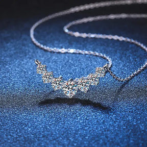 Delicate Moissanite Necklace with 18k White Gold, featuring a diamond-studded pendant