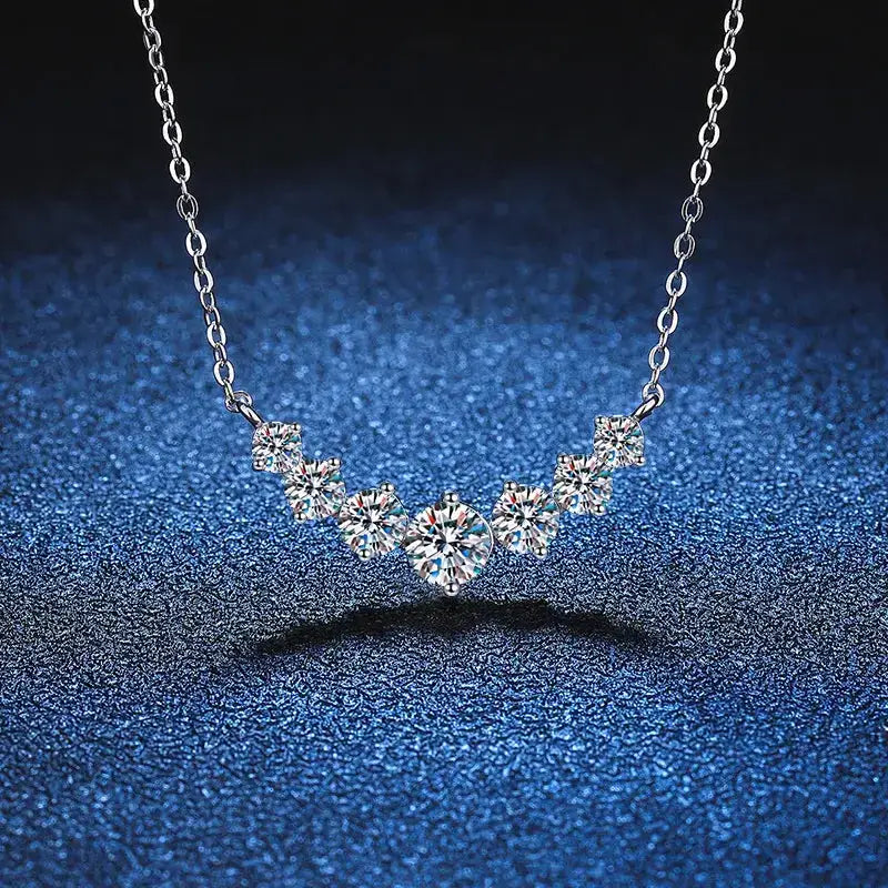 Delicate Moissanite necklace with 925 Sterling Silver and 18k White Gold plating